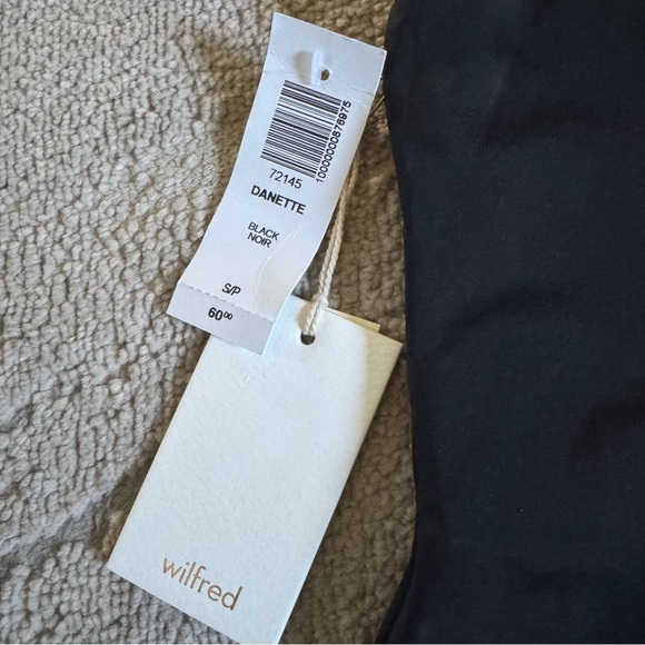 Aritzia Wilfred Danette Black Ruffle Bodysuit v neck plunge 72145 small new - Picture 2 of 7